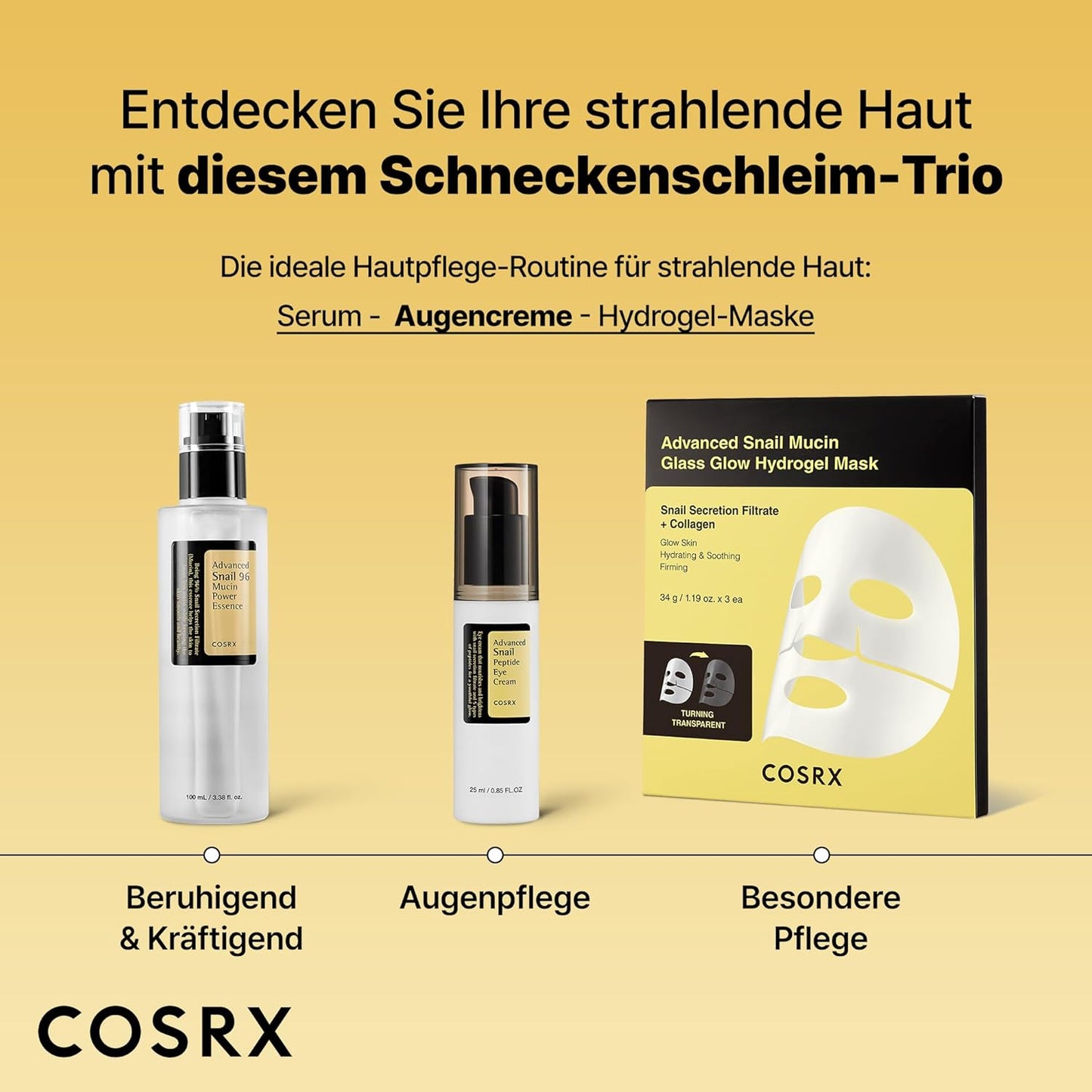 COSRX Snail Peptide Eye Cream Mit 73,7% Schneckenschleim Und Hyaluronsäure - Aufhellende Anti-Aging Korean Augencreme Gegen Feine Linien Und Dunkle Kreise, 25Ml, Korean Skincare