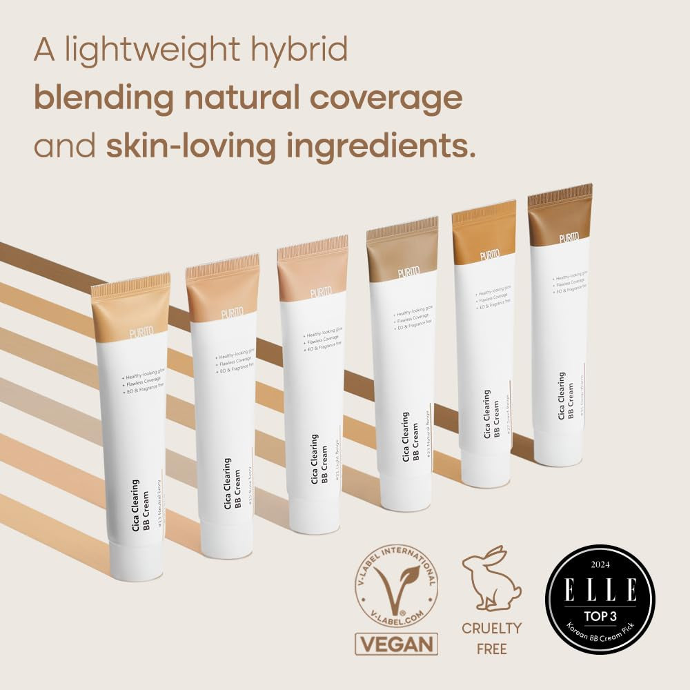 PURITO| Cica Clearing BB Cream, #21 Hellbeige, 1 Fl.Oz/30 Ml, Vegane Bb-Creme, Getönt