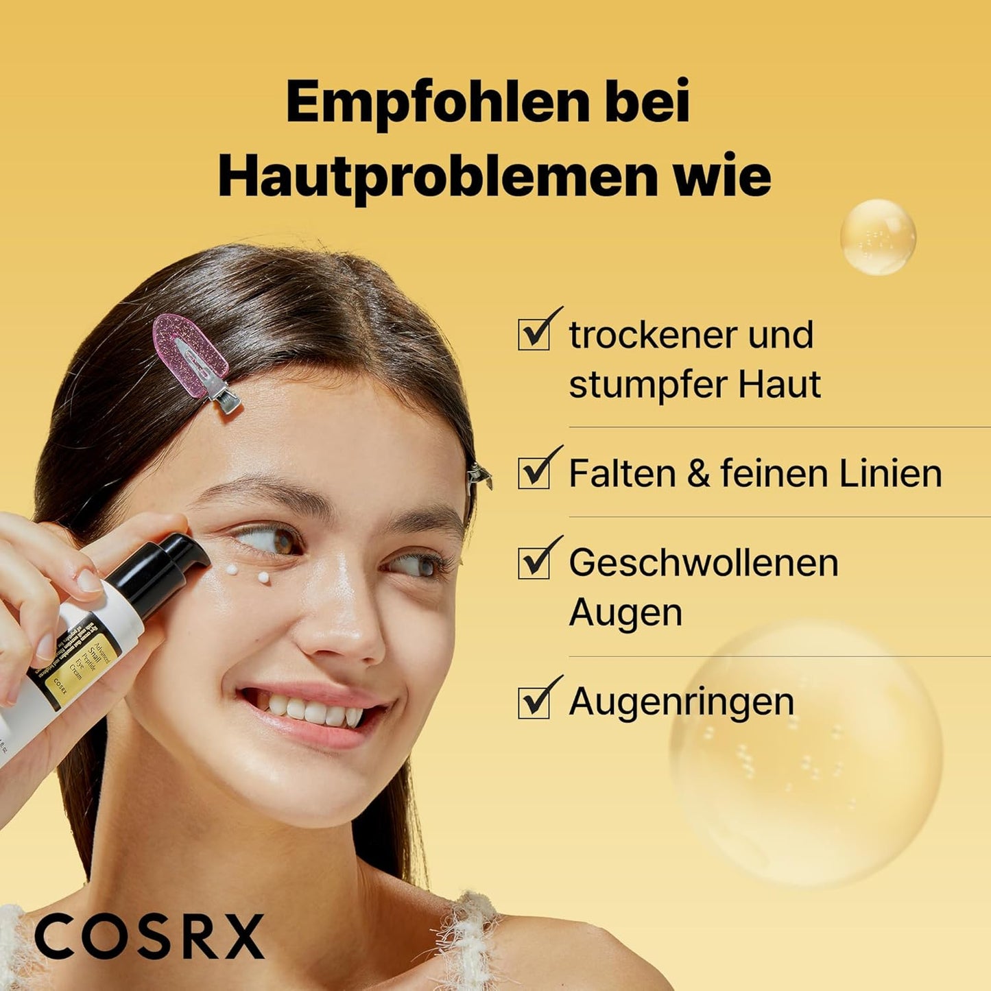 COSRX Snail Peptide Eye Cream Mit 73,7% Schneckenschleim Und Hyaluronsäure - Aufhellende Anti-Aging Korean Augencreme Gegen Feine Linien Und Dunkle Kreise, 25Ml, Korean Skincare