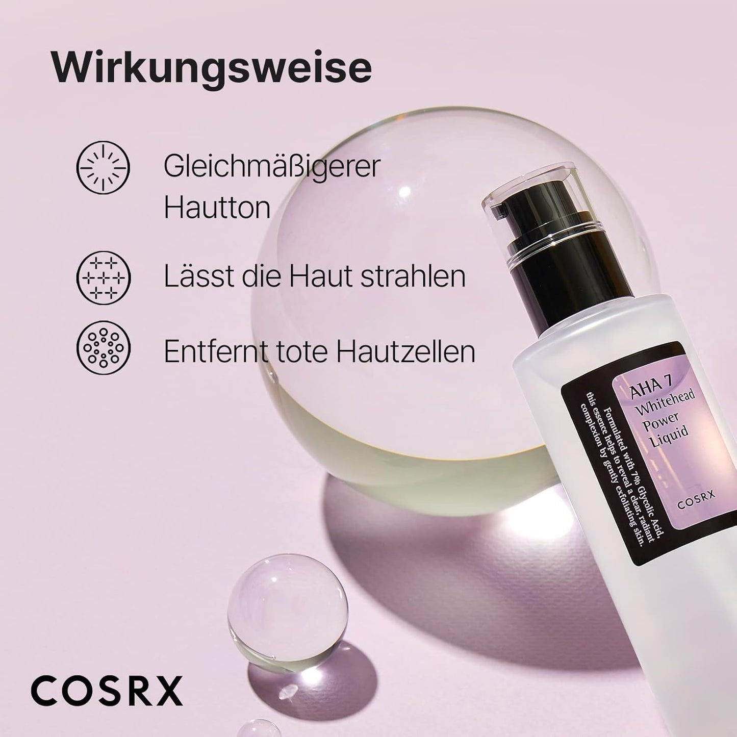 COSRX AHA 7 Whitehead Power Liquid, 100 Ml, Whitehead Remover, Glycolsäure 7%, AHA Peeling, Porenminimizer, Frei Von Tierversuchen, Parabenen, Korean Skincare
