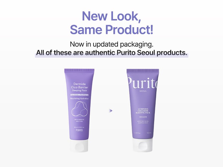 PURITO Dermide Cica Barrier Schlafenpack 2,7 Fl.Oz 80Ml Ceramid Und Centella, Nachtcreme, Empfindlicher Typ, Feuchtigkeitspackung