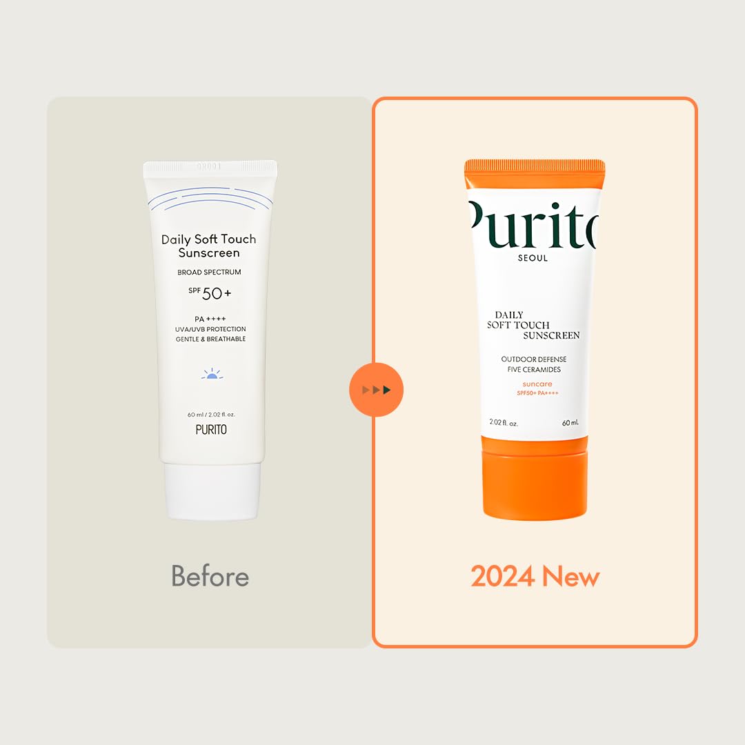 PURITO SEOUL Daily Soft Touch Sunscreen, SPF50+ PA++++, Ceramides, Non White Cast, Water-Resistant UVA & UVB Protection, K-Beauty