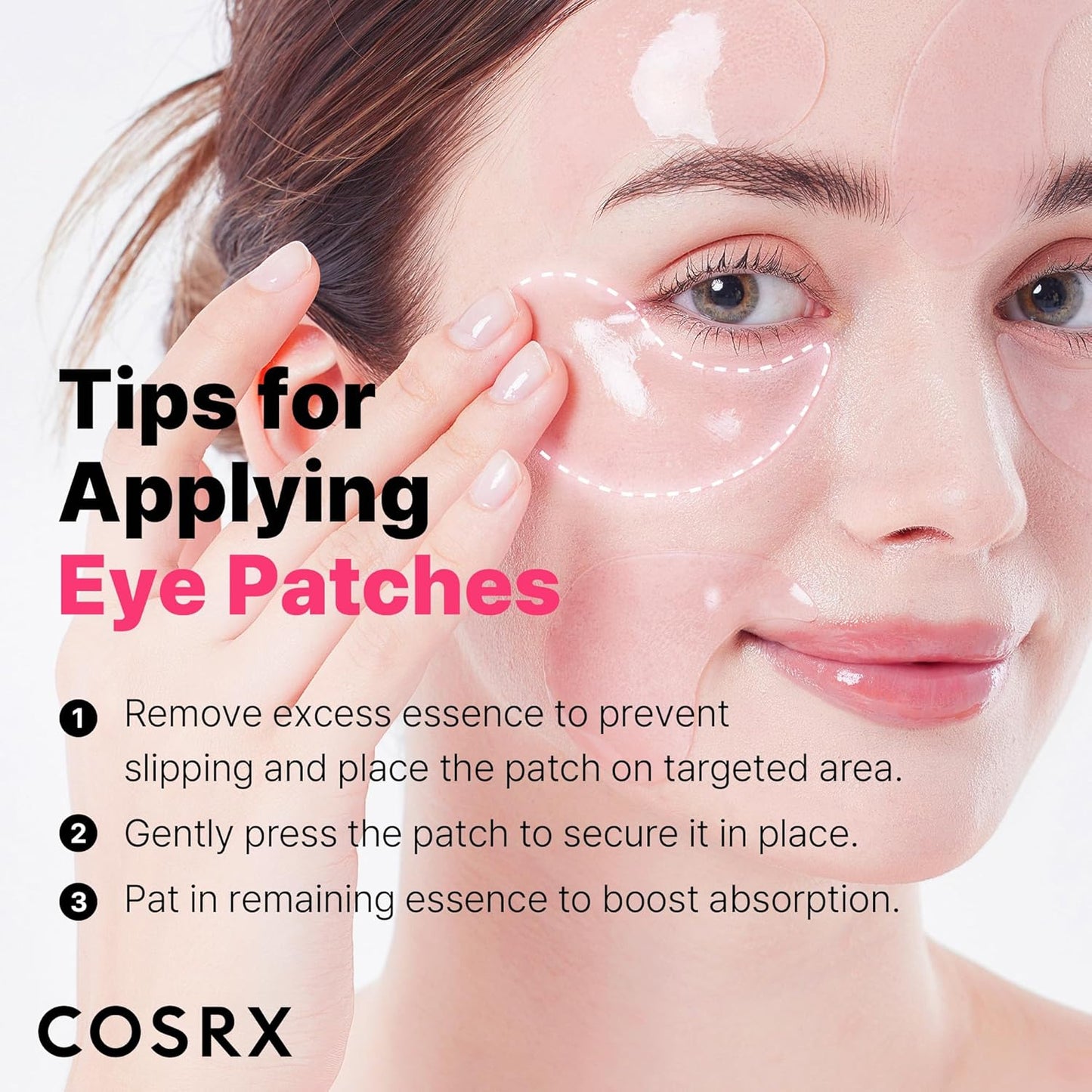 COSRX Pink Peptide Collagen Hydrogel Augenpads Mit Koffein Gegen Augenringe, Vermindert Das Volumen Von Tränensäcken Und Schwellungen, Anti-Falten Eye Pads, Korean Skincare, 60 Stück