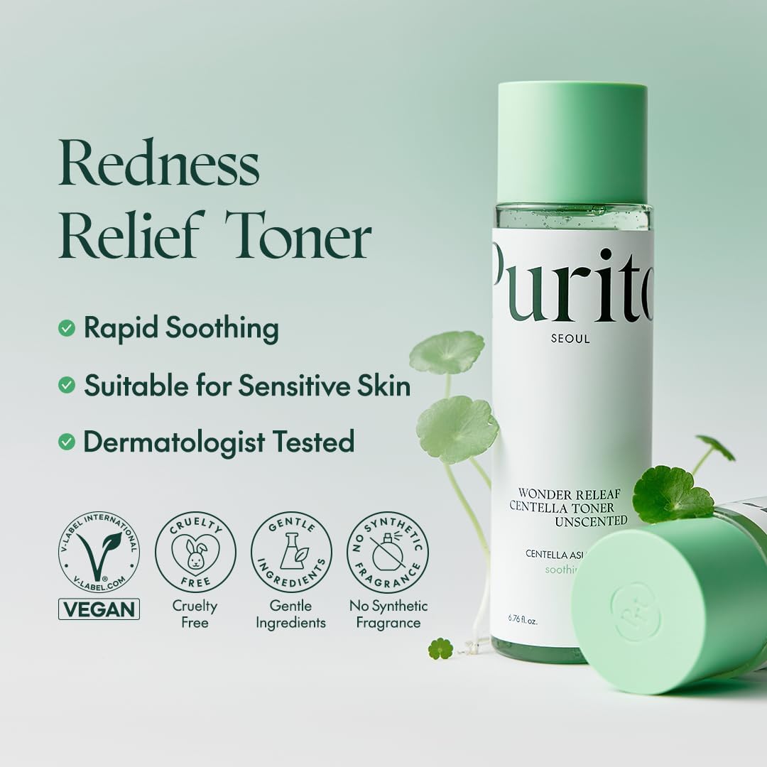 PURITO Centella Unscented Toner, 200Ml 6.76 Fl.Oz, Korean Centella, for Sensitive Skin, Soothing, Facial Toner for Face, K-Beauty, Korean Skin Care