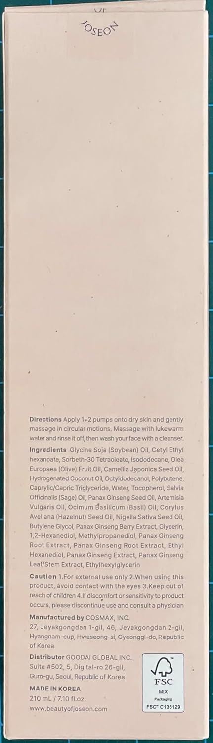 Beauty of Joseon Ginseng-Reinigungsöl (210 Ml, 7,1 Fl.Oz.)