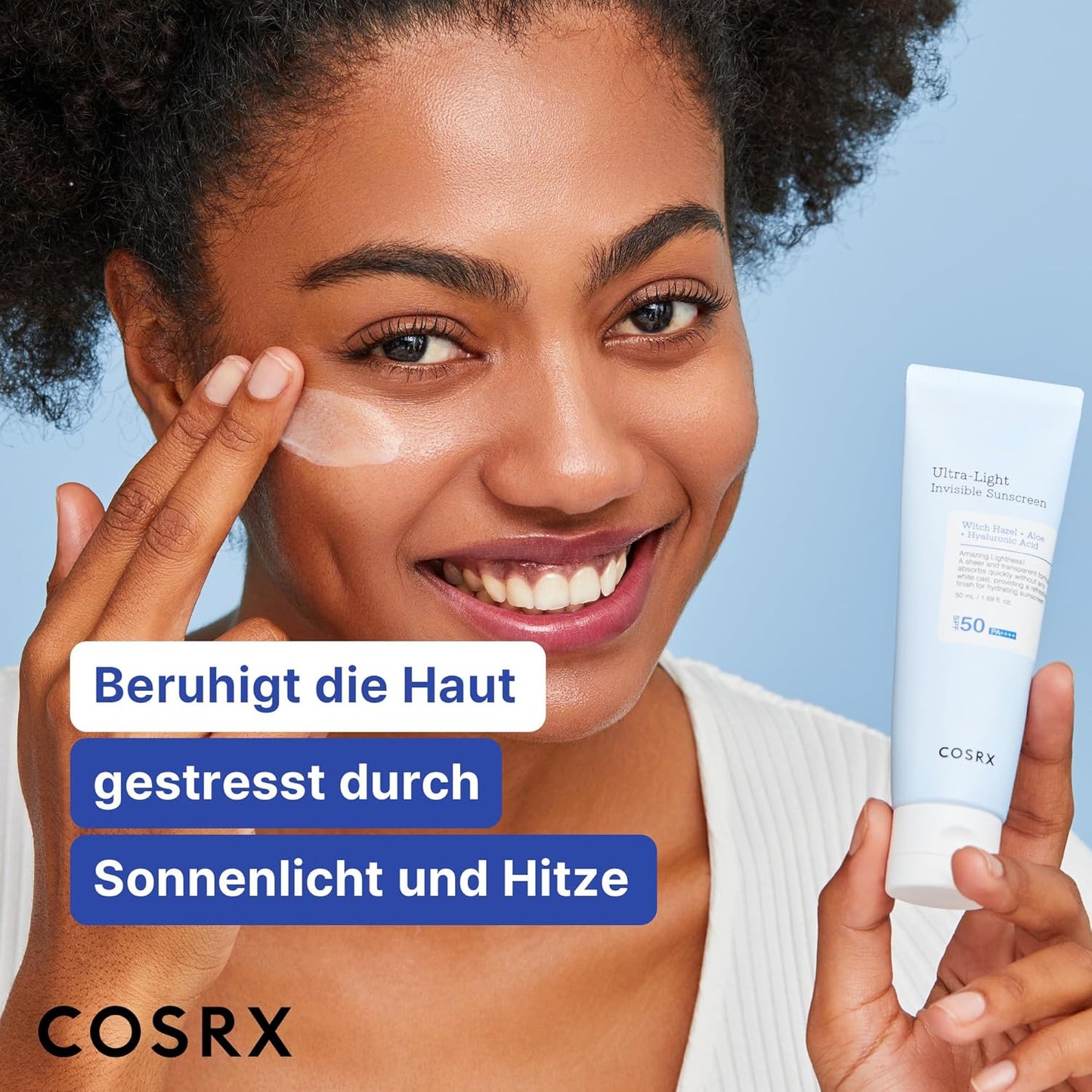 COSRX Ultra-Leichte Unsichtbare Sonnencreme LSF 50 Transparenter Sonnenschutz Mit Hyaluronsäure, Kein Weißer Schleier, Nicht Fettend, Starker Uv-Schutz, Sonnenpflege, Koreanische Sunscreen 50 Ml