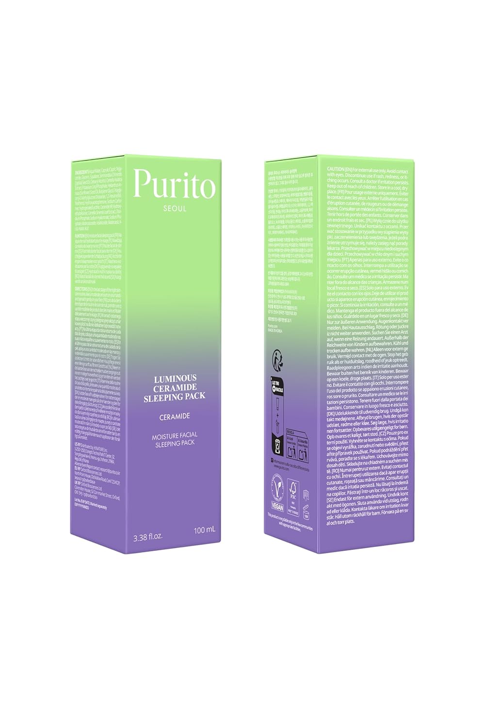 PURITO Dermide Cica Barrier Schlafenpack 2,7 Fl.Oz 80Ml Ceramid Und Centella, Nachtcreme, Empfindlicher Typ, Feuchtigkeitspackung