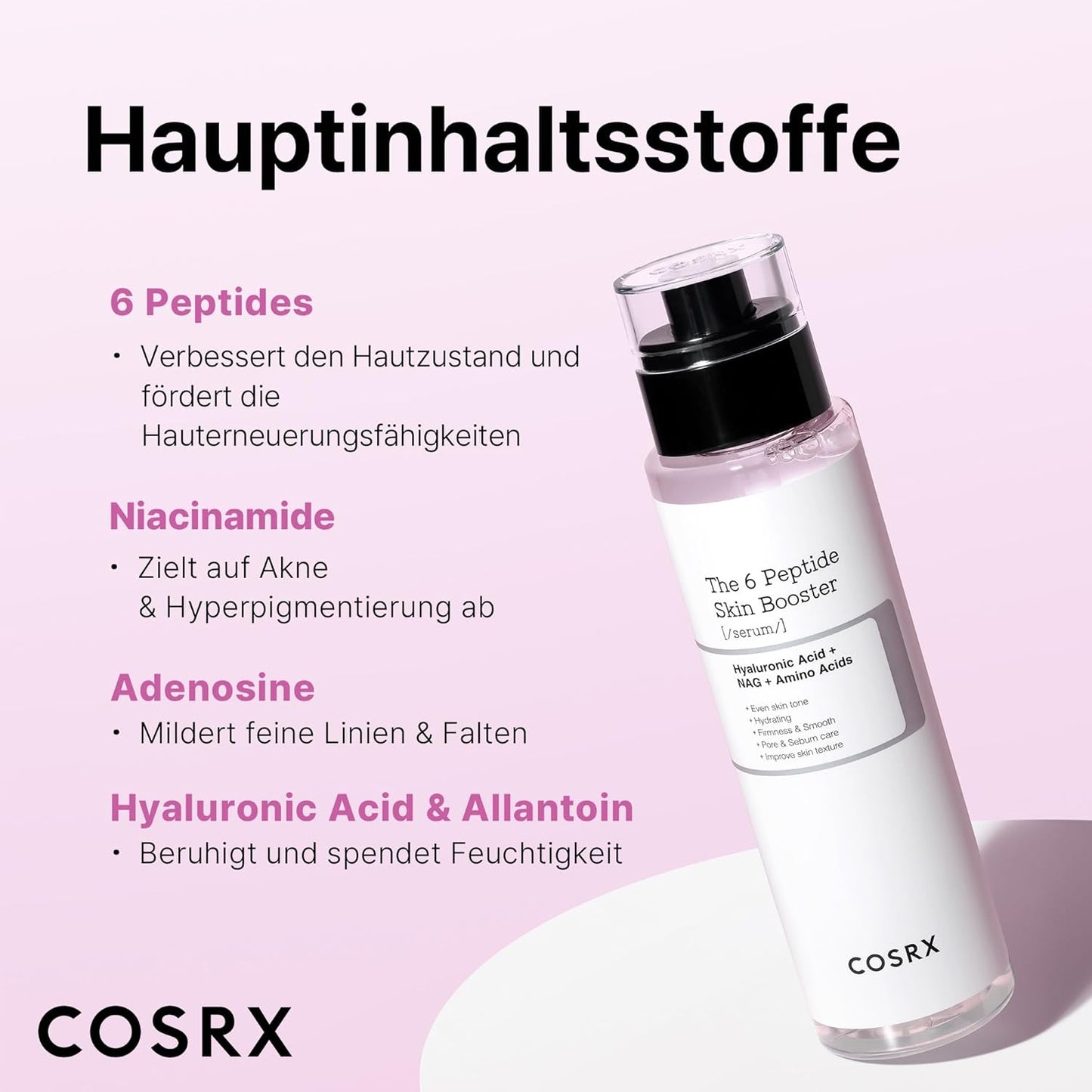 COSRX 6 Peptide Collagen Serum Gesicht & Toner Gesicht Für Hauterneuerung & Straffung Mit Niacinamid & Hyaluronsäure, Verbessert Hautelastizität, Beruhigender Hautpflege-Booster, Korean Skincare 150Ml