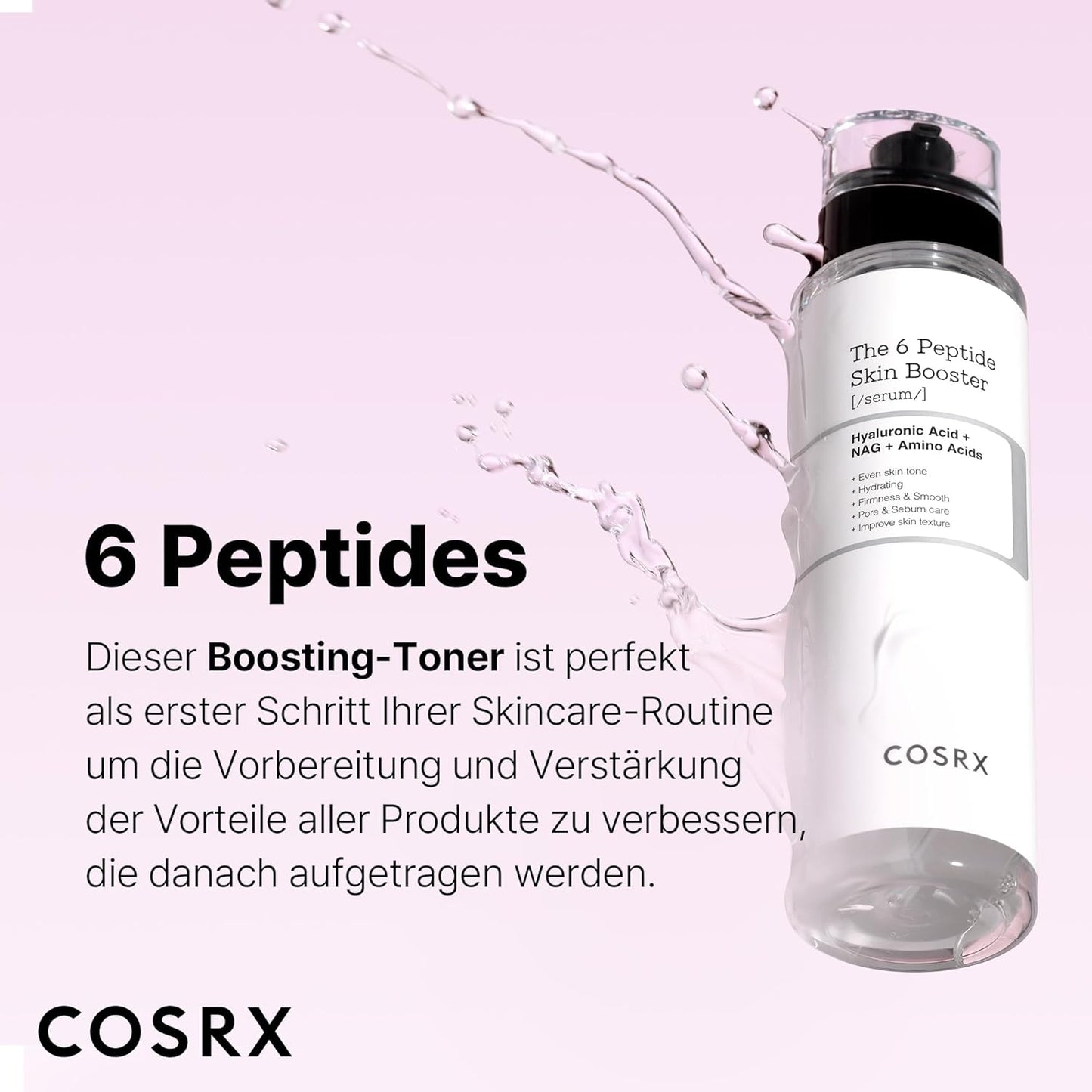 COSRX 6 Peptide Collagen Serum Gesicht & Toner Gesicht Für Hauterneuerung & Straffung Mit Niacinamid & Hyaluronsäure, Verbessert Hautelastizität, Beruhigender Hautpflege-Booster, Korean Skincare 150Ml