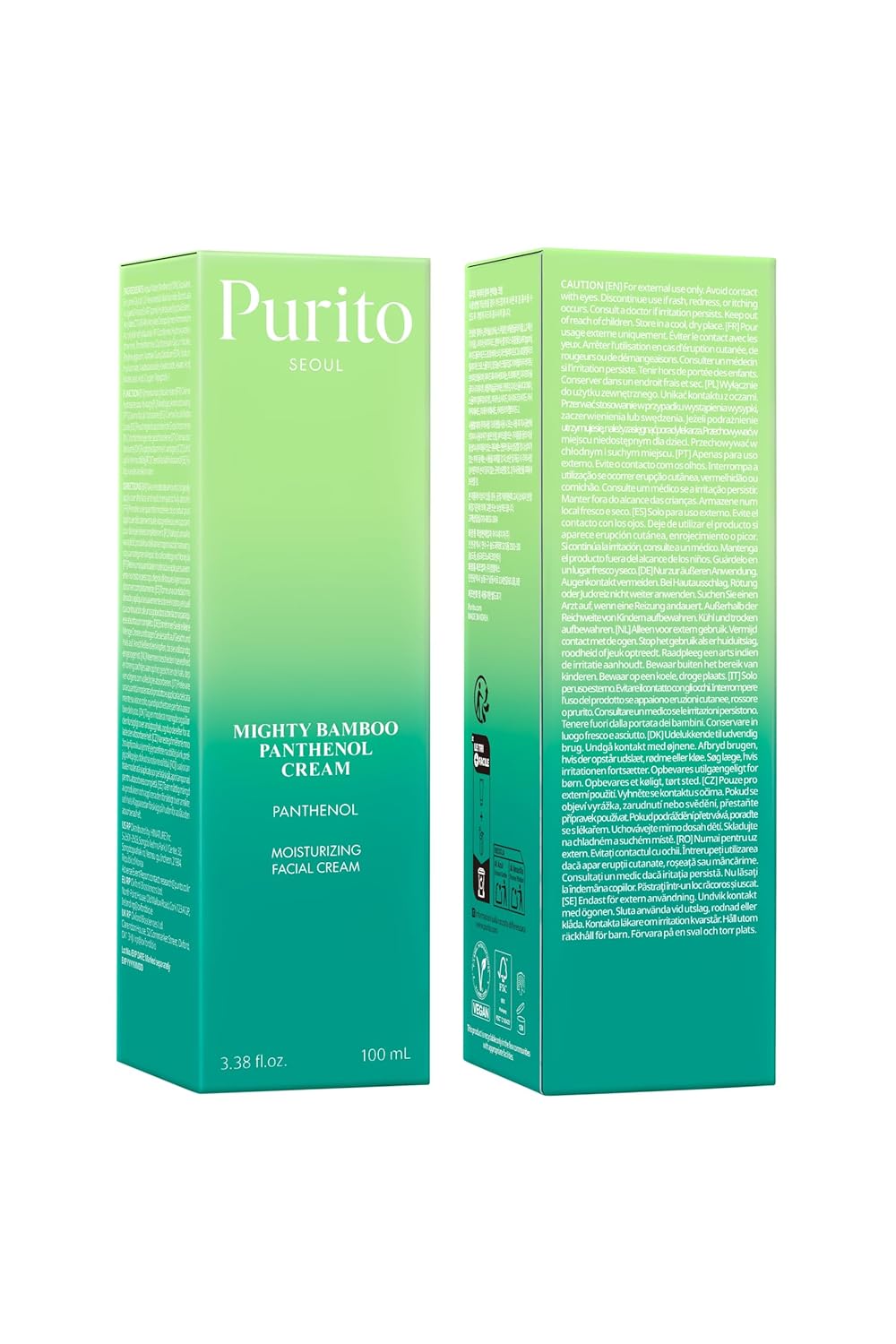 PURITO Panthenol Cream, Glow Skin, Skin Barrier Repair, for All Skin Types, Daily Face Moisturizer, Vegan & Cruelty-Free, Korean Skin Care, Glass Skin, 3.38Fl.Oz / 100Ml