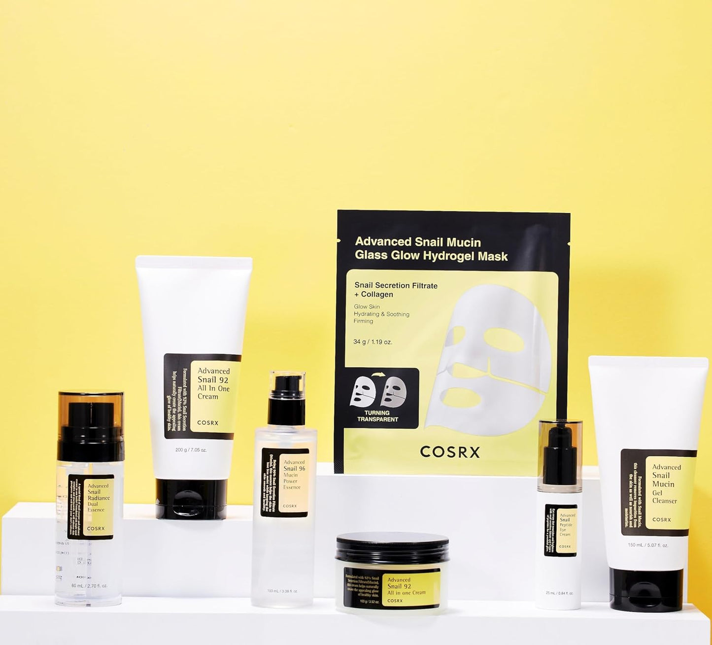 COSRX Advanced Snail Mucin Glass Glow Hydrogel Maske Collagen Gesichtsmaske Für Tiefenwirksame Feuchtigkeit Und Strahlenden Teint, Geeignet Für Alle Hauttypen, Korean Skincare 3 Stück