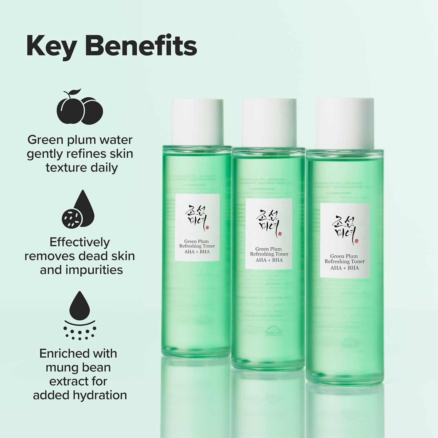 Beauty of Joseon Green Plum Aha Bha Toner, Erfrischende Gesichtsessenz, Feuchtigkeitscreme, Koreanische Hautpflege Für Männer Und Frauen, 150 Ml, 152 Ml