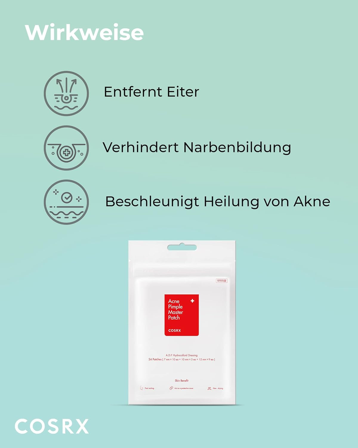 COSRX Acne Master Patch Original Fit, 24 Stück, Pimple Patches, Akne-Patches Für Pickel Im Gesicht Und Körper, Gesichtsbehandlung, Antiakne, Unsichtbare Hydrokolloide, Koreanische Kosmetik
