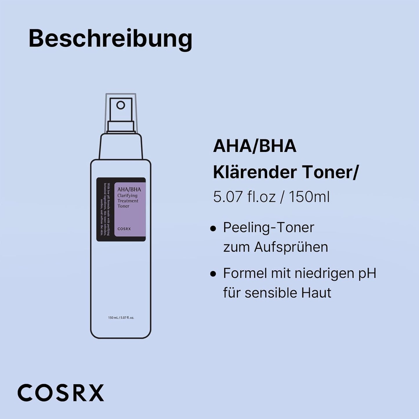 COSRX AHA/BHA Clarifying Treatment Toner | Peeling-Gesichtswasser Für Ebenmäßige Haut | anti Mitesser & anti Pickel | Poren Verkleinern | Für Alle Hauttypen | Vegan, Parabenfrei, Alkoholfrei, Tierversuchsfrei | Korean Skincare