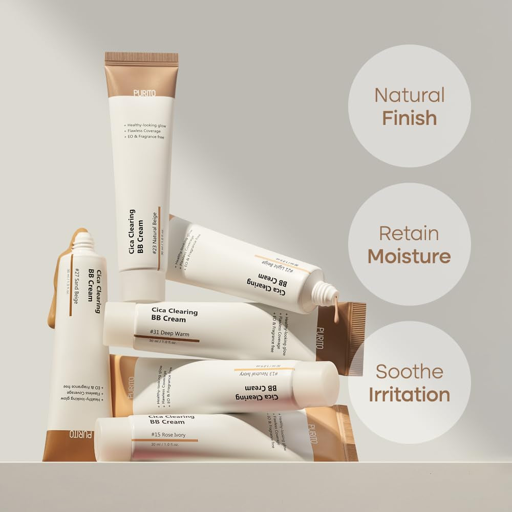 PURITO| Cica Clearing BB Cream, #21 Hellbeige, 1 Fl.Oz/30 Ml, Vegane Bb-Creme, Getönt