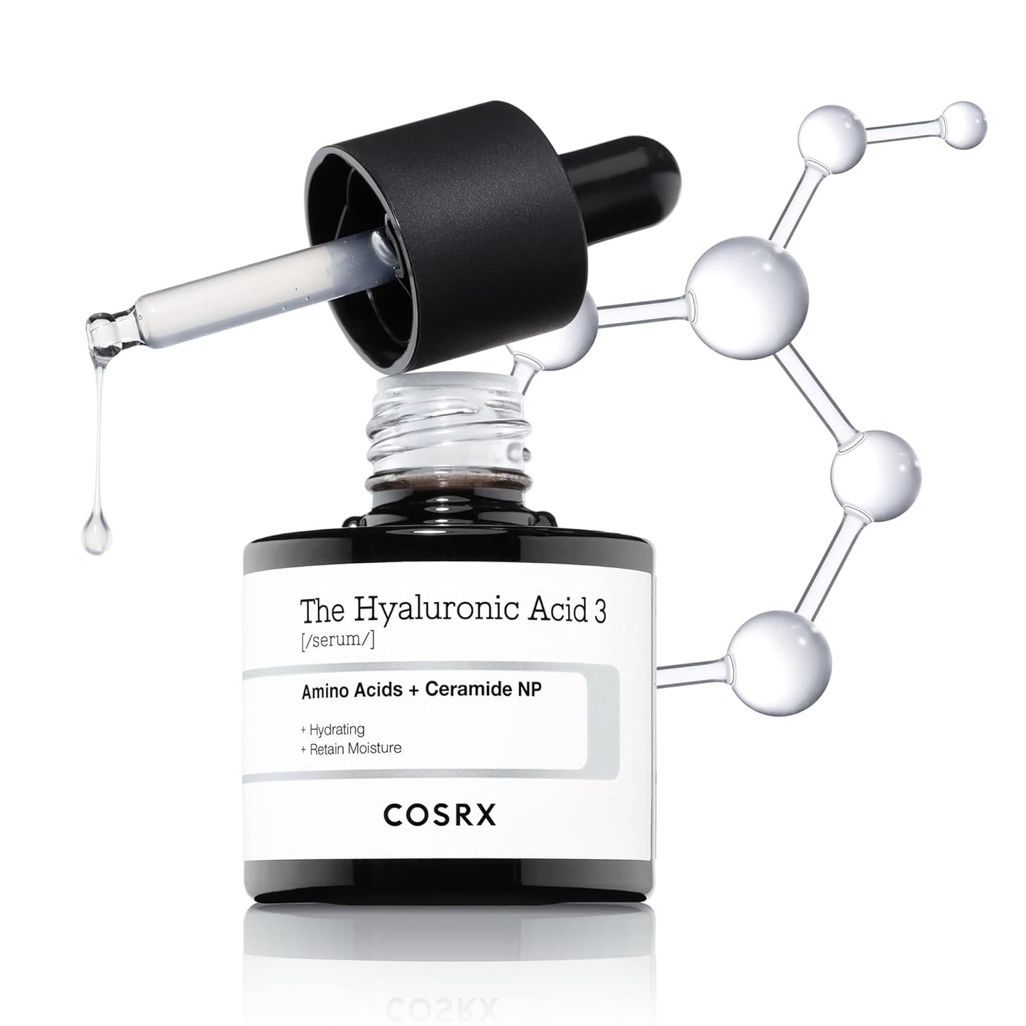 COSRX Pure Hyaluronic Acid 3% Serum, Reines Hyaluron Serum Hochdosiert - Mit Reiner Hyaluronsäure & Ceramide, anti Aging & anti Falten Feuchtigkeitspflege, Für Alle Hauttypen, Korean Skincare