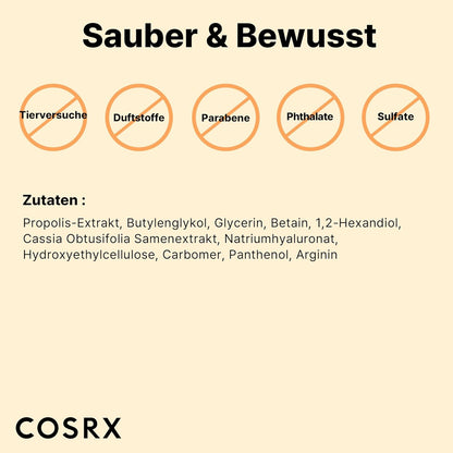 COSRX Full Fit Propolis Ampoule Mit 83% Propolis, Koreanisches Glow-Serum Für Strahlende Und Glatte Haut, Ideal Für Empfindliche Haut, Feuchtigkeitsspendend Und Hautregenerierend, Korean Skincare 30Ml