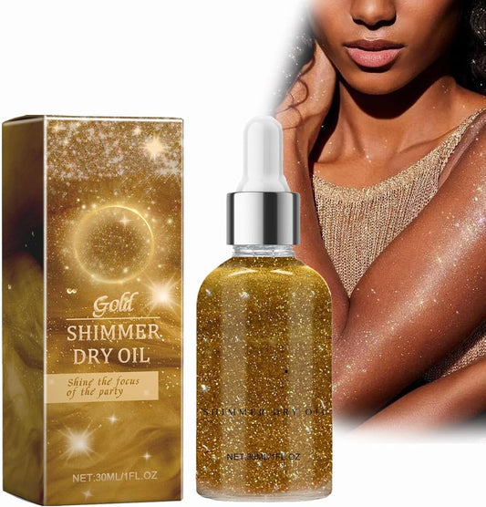 Orphic Body Shimmer, 30 Ml Orphic Body Glitter Oil, Orphic Shimmer Dry Oil, Glowing Body Shimmer Dry Oil, Body Shimmer Lotion, Long-Lasting Glitter Body Oil (Gold)