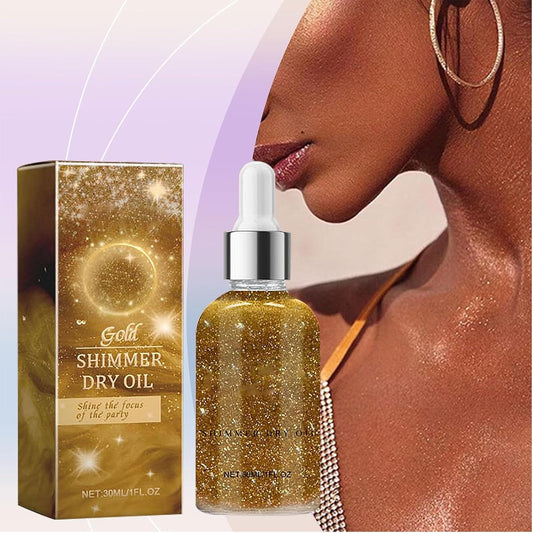 Orphic Body Shimmer, 30 Ml Orphic Body Glitter Oil, Orphic Shimmer Dry Oil, Glowing Body Shimmer Dry Oil, Body Shimmer Lotion, Long-Lasting Glitter Body Oil (Gold)