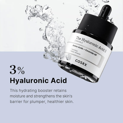 COSRX Pure Hyaluronic Acid 3% Serum, Reines Hyaluron Serum Hochdosiert - Mit Reiner Hyaluronsäure & Ceramide, anti Aging & anti Falten Feuchtigkeitspflege, Für Alle Hauttypen, Korean Skincare