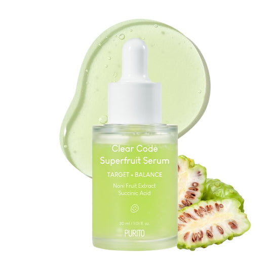 PURITO Clear Code Superfruit Serum 30Ml/1.01 Fl.Oz., Next-Generation Clarifying Solution with Noni Fruit Extract, Non-Irritating, Vegan, Cruelty-Free, Suitable for Sensitive Skin, Korean Skincare