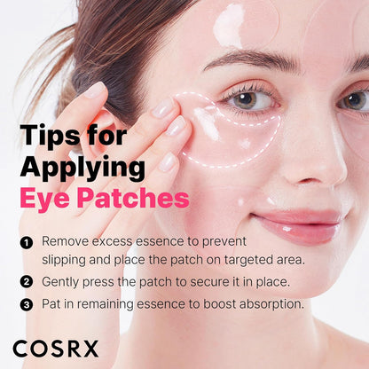 COSRX Pink Peptide Collagen Hydrogel Augenpads Mit Koffein Gegen Augenringe, Vermindert Das Volumen Von Tränensäcken Und Schwellungen, Anti-Falten Eye Pads, Korean Skincare, 60 Stück