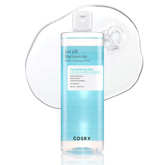 COSRX Low Ph Niacinamide Micellar Cleansing Water 13.52Fl.Oz/400Ml, Daily Mild Facial Cleansing Wash for Sensitive Skin, Sebum Control, Paraben Free, Korean Skincare