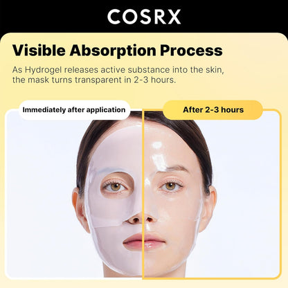 COSRX Advanced Snail Mucin Glass Glow Hydrogel Maske Collagen Gesichtsmaske Für Tiefenwirksame Feuchtigkeit Und Strahlenden Teint, Geeignet Für Alle Hauttypen, Korean Skincare 3 Stück