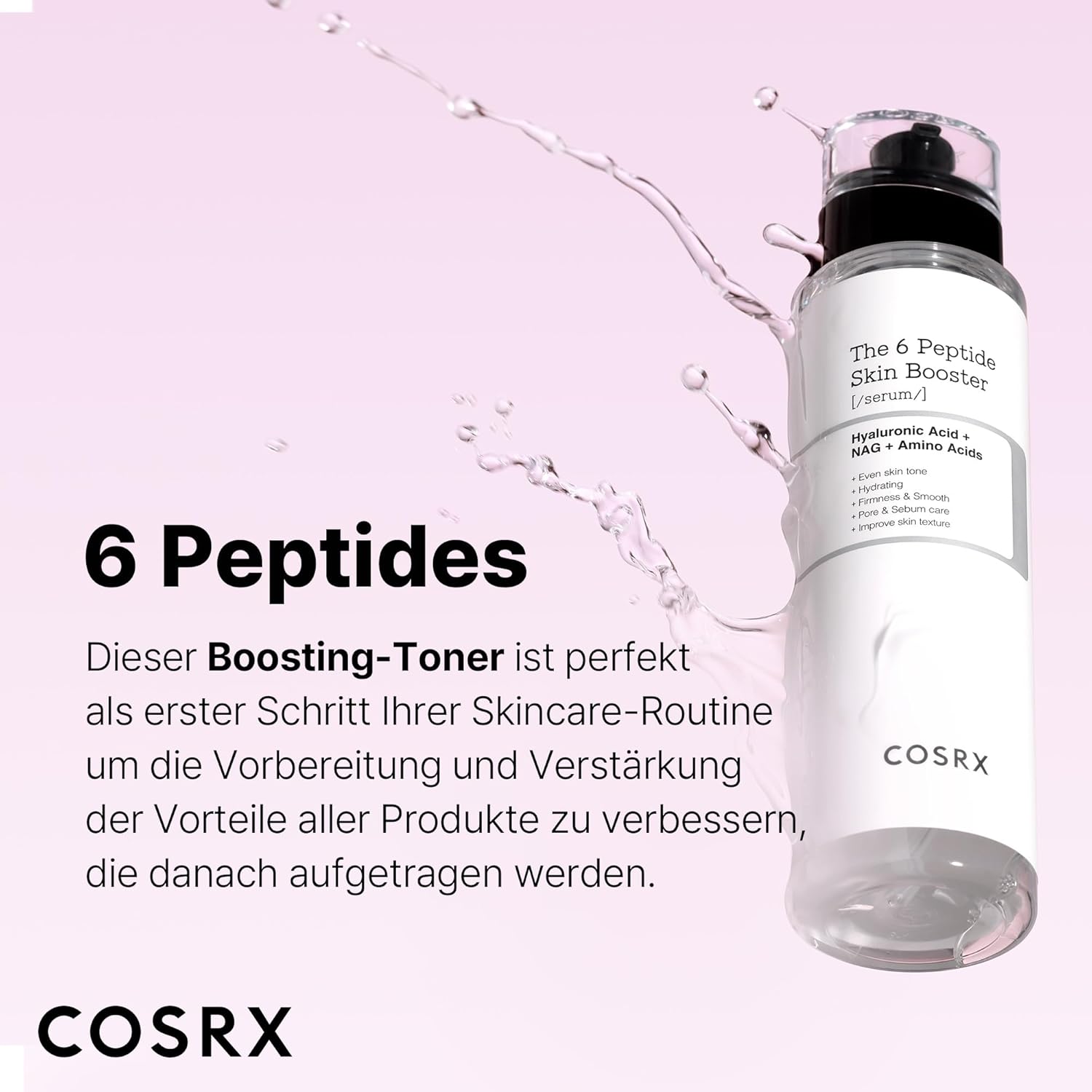 COSRX 6 Peptide Collagen Serum Gesicht & Toner Gesicht Für Hauterneuerung & Straffung Mit Niacinamid & Hyaluronsäure, Verbessert Hautelastizität, Beruhigender Hautpflege-Booster, Korean Skincare 150Ml