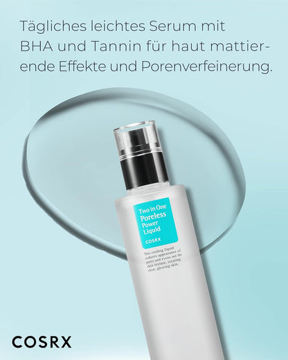 COSRX Two in One Poreless Power Liquid Mit BHA 100 Ml | Gesichtspflege Zum Straffen Der Poren Und Peeling Der Haut Für Glatte Und Klare Haut | Für Alle Hauttypen | Keine Tierversuche