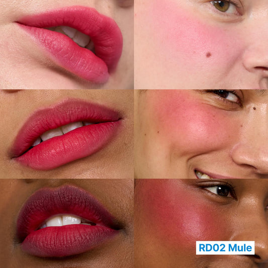 Fwee Blurry Pudding Pot | Airbrushed Blush & Lip, Buildable Pigment, Long-Lasting, Lightweight, Easy to Blend, Natural Soft Matte Finish - Mule (Pink Red) | 0.17 Oz