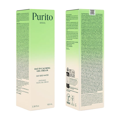 PURITO Oat in Calming Gel Cream, Oat Seed Water Hydration & Soothing, Lightweight, Non-Sticky FA Safe Moisturizer for Sensitive Skin, Non-Comedogenic, Fragrance-Free, Korean Skincare 100Ml