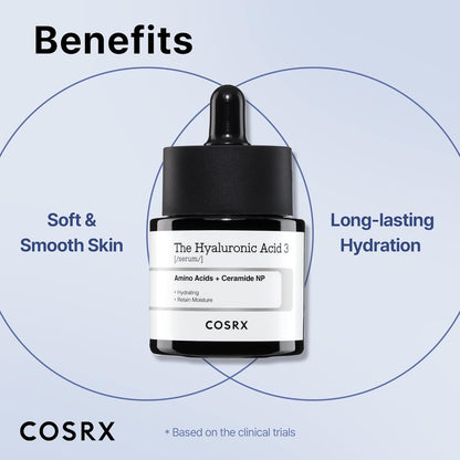 COSRX Pure Hyaluronic Acid 3% Serum, Reines Hyaluron Serum Hochdosiert - Mit Reiner Hyaluronsäure & Ceramide, anti Aging & anti Falten Feuchtigkeitspflege, Für Alle Hauttypen, Korean Skincare