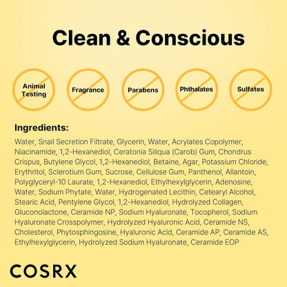 COSRX Advanced Snail Mucin Glass Glow Hydrogel Maske Collagen Gesichtsmaske Für Tiefenwirksame Feuchtigkeit Und Strahlenden Teint, Geeignet Für Alle Hauttypen, Korean Skincare 3 Stück