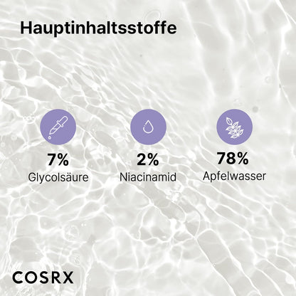 COSRX AHA 7 Whitehead Power Liquid, 100 Ml, Whitehead Remover, Glycolsäure 7%, AHA Peeling, Porenminimizer, Frei Von Tierversuchen, Parabenen, Korean Skincare