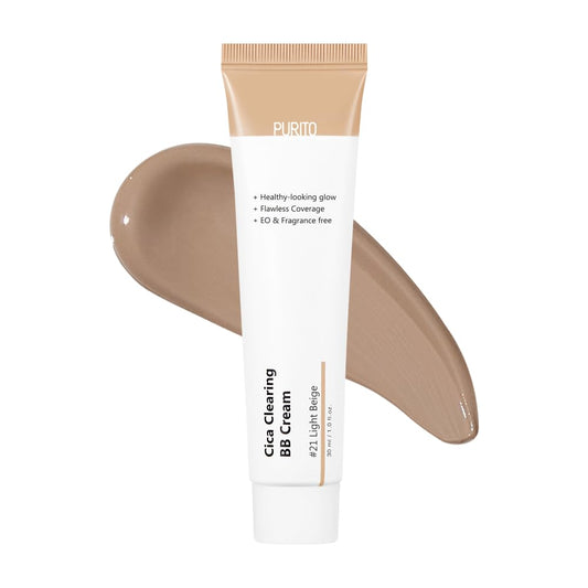 PURITO| Cica Clearing BB Cream, #21 Hellbeige, 1 Fl.Oz/30 Ml, Vegane Bb-Creme, Getönt