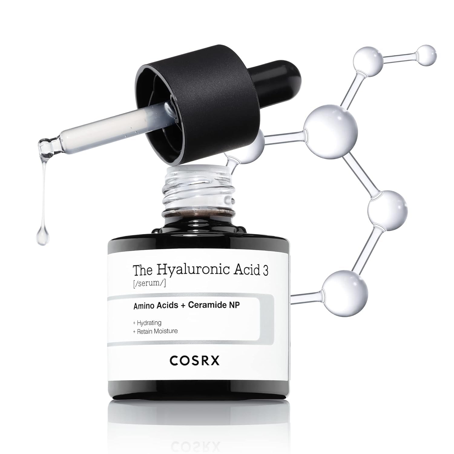 COSRX Pure Hyaluronic Acid 3% Serum, Reines Hyaluron Serum Hochdosiert - Mit Reiner Hyaluronsäure & Ceramide, anti Aging & anti Falten Feuchtigkeitspflege, Für Alle Hauttypen, Korean Skincare