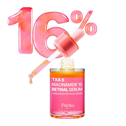 PURITO TXA 6% Niacinamide 10 Retinal Facial Serum, for Dark Spots, Post-Acne Marks, Uneven Tone & Hyperpigmentation, 16% Triple Active Formula for Clear Skin, Korean Skincare, 30Ml 1.01 Fl.Oz